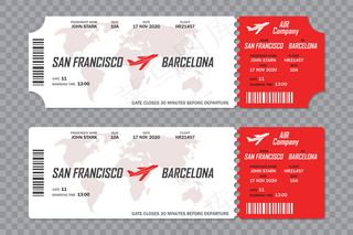 一套透明背景的航空公司登机牌