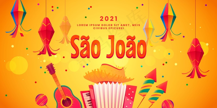 卡通festa junina背景eps,ai矢量模版下载