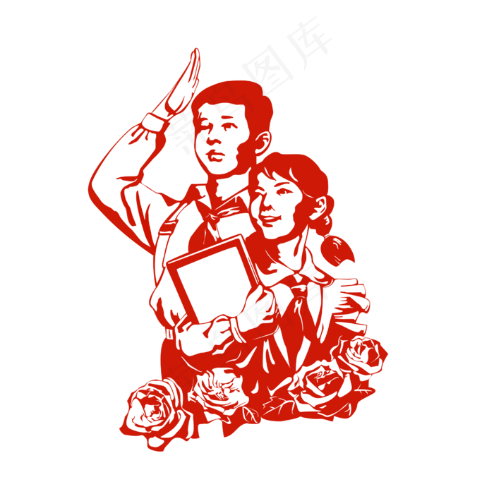 国庆节敬礼的小学生剪影(2500X2500(DPI:300))psd模版下载
