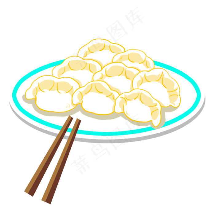 蓝边白色盘子水饺(2000X2000(DPI:300))psd模版下载