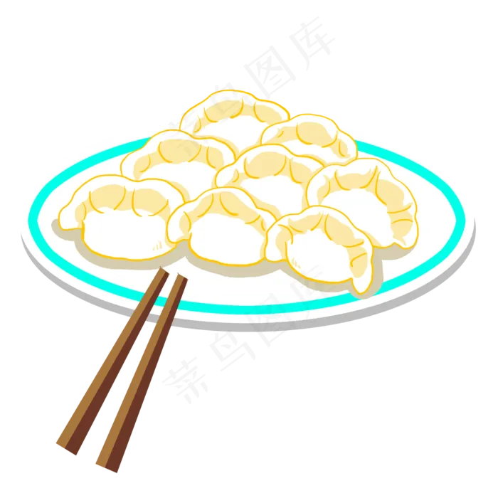 蓝边白色盘子水饺(2000X2000(DPI:300))psd模版下载