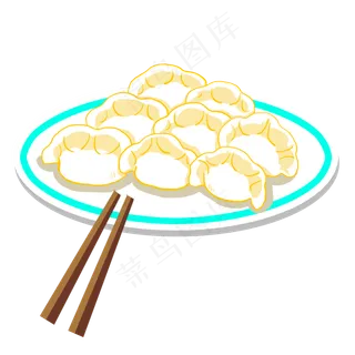 蓝边白色盘子水饺