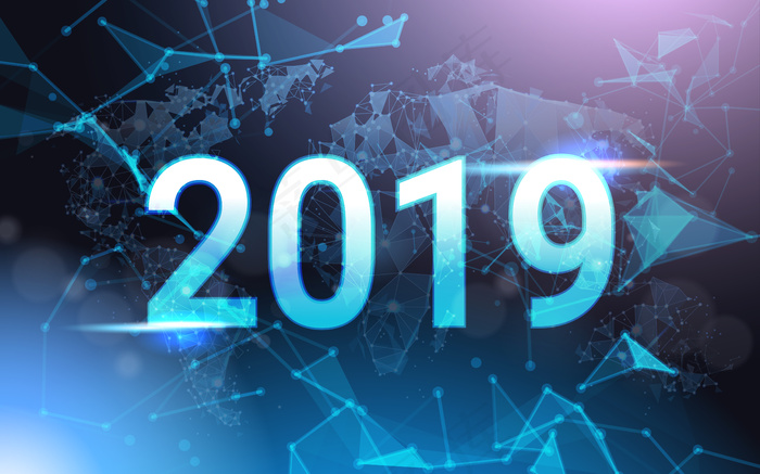 2019年标志超越未来低多边形网格线框eps,ai矢量模版下载