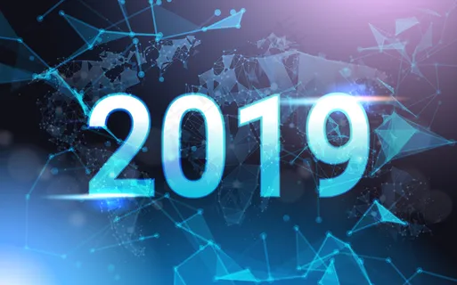 2019年标志超越未来低多边形网格线框 2019年标志超越未来低多边形网格线框