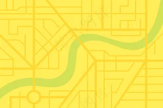 带河流的城市街道地图平面图。矢量黄色城市eps插图模式
