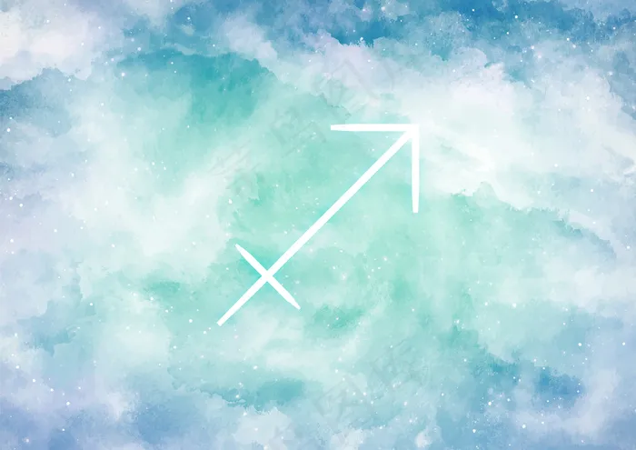 水彩背景与射手座星座