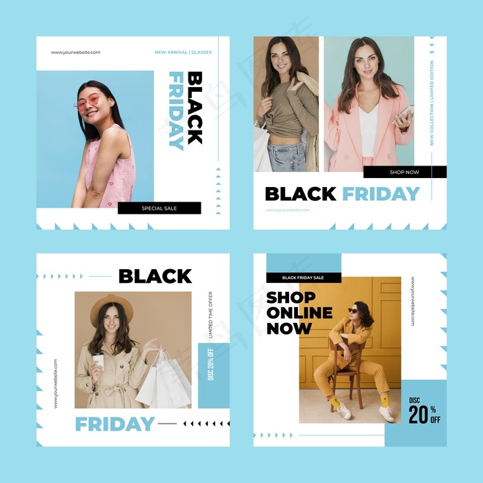 可爱女人黑色星期五平面设计模板