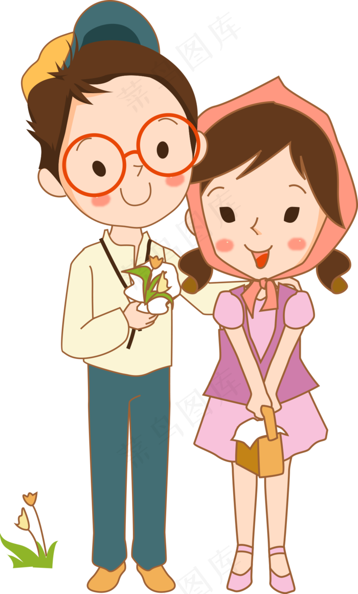 小情侣卡通插画