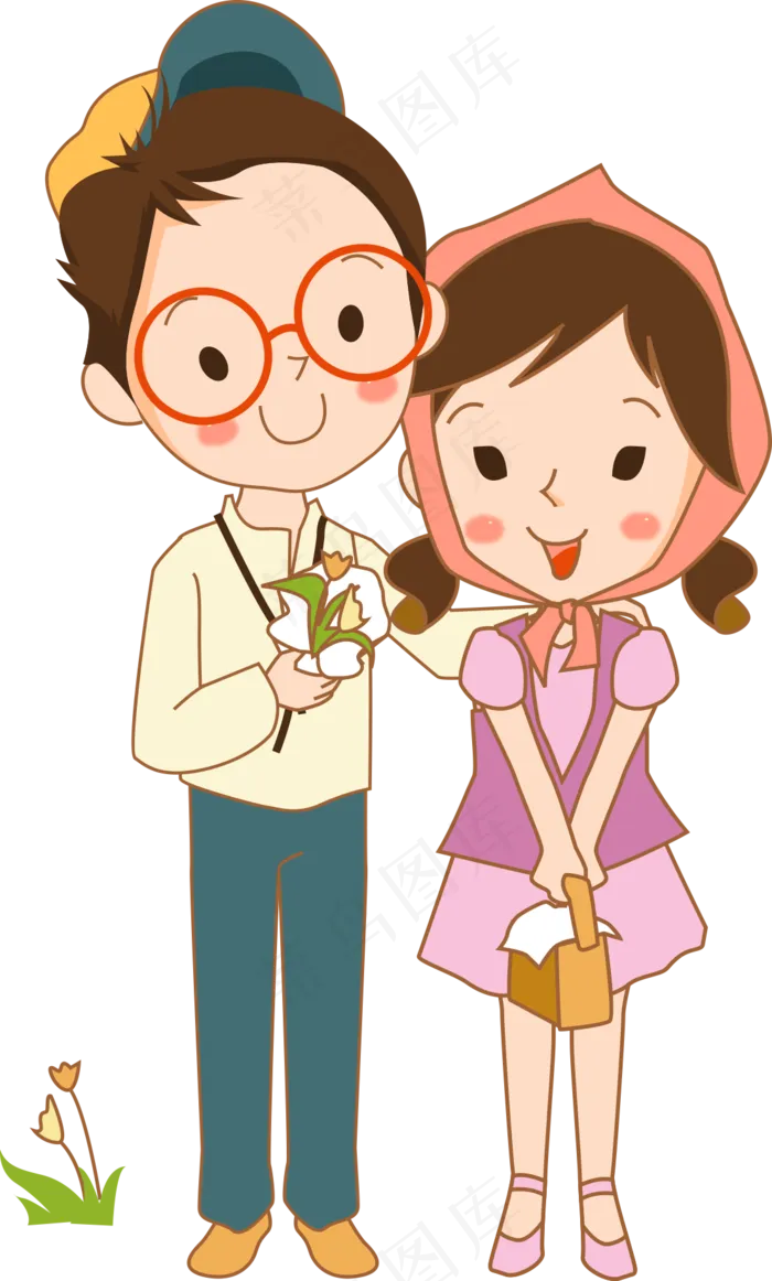小情侣卡通插画