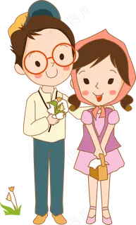 小情侣卡通插画