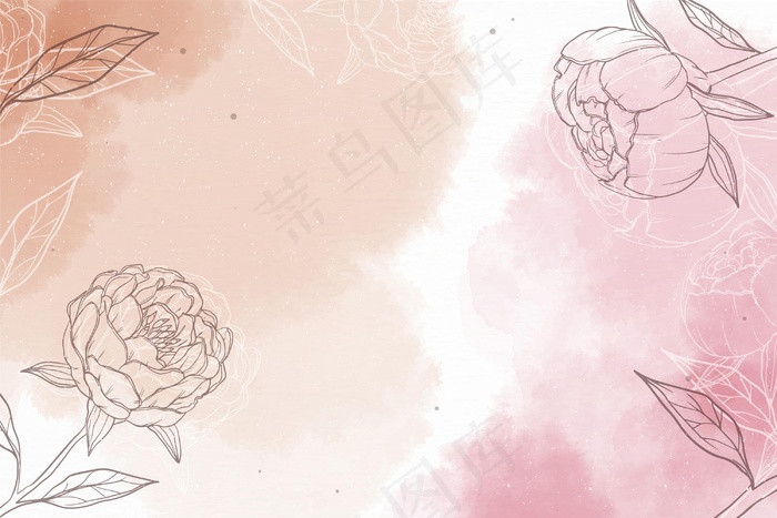 水彩背景与手绘元素eps,ai矢量模版下载