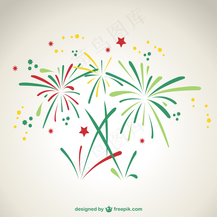 红绿烟花eps,ai矢量模版下载