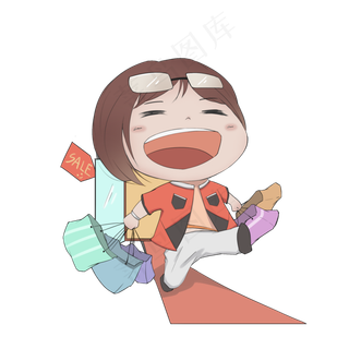 双十一电商购物卡通手绘购物达人