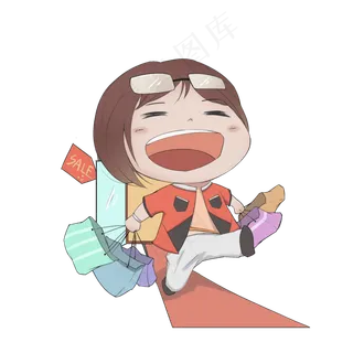 双十一电商购物卡通手绘购物达人