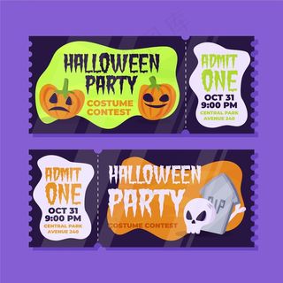 手绘万圣节门票