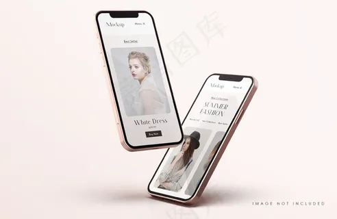 红色和金色手机屏幕实物模型样机与手机app移动应用程序app演示模板