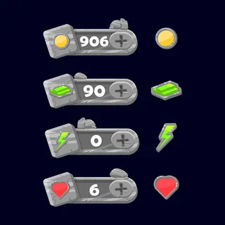 游戏ui元素的附加岩石框架面板集