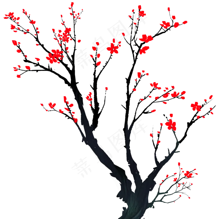 手绘植物梅花盛开(2000X2000(DPI:299))psd模版下载