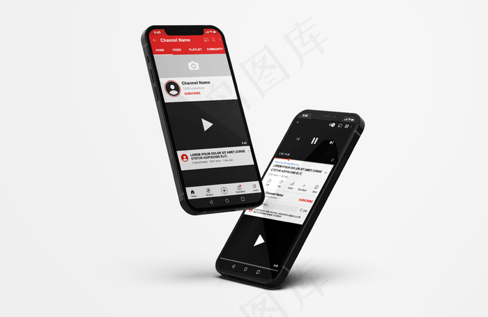手机模型样机上的Youtubepsd模版下载