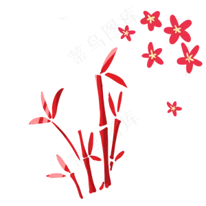 红色新年竹子梅花