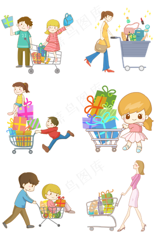 双十一狂欢购物节装满物品的购物