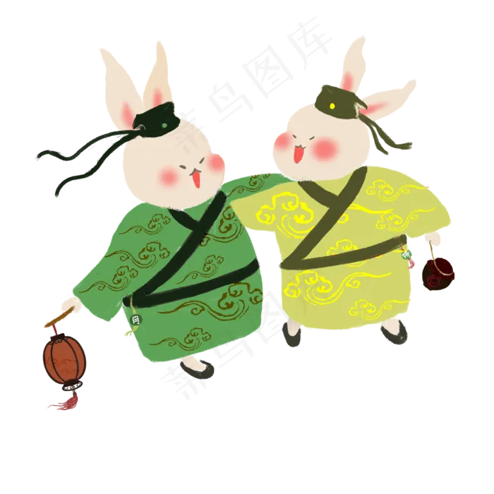 提着灯笼的兔子 (2000X2000(DPI:300))psd模版下载