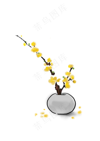 中国水墨手绘梅花盆景2