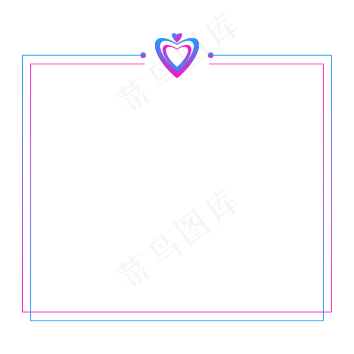 梦幻蓝紫七夕渐变爱心边框
