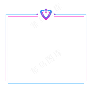 梦幻蓝紫七夕渐变爱心边框