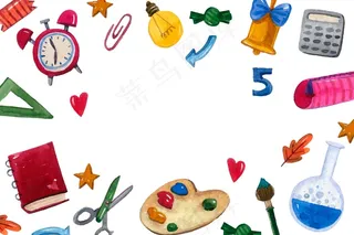 水彩画回到学校背景