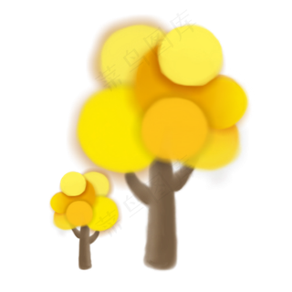 可商用秋树扁平风手绘水彩树