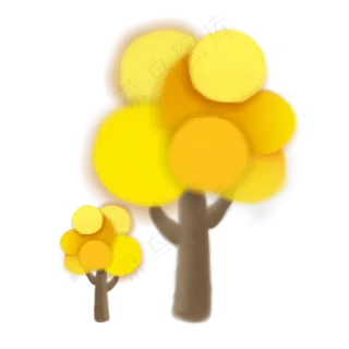 可商用秋树扁平风手绘水彩树 可商用秋树扁平风手绘水彩树