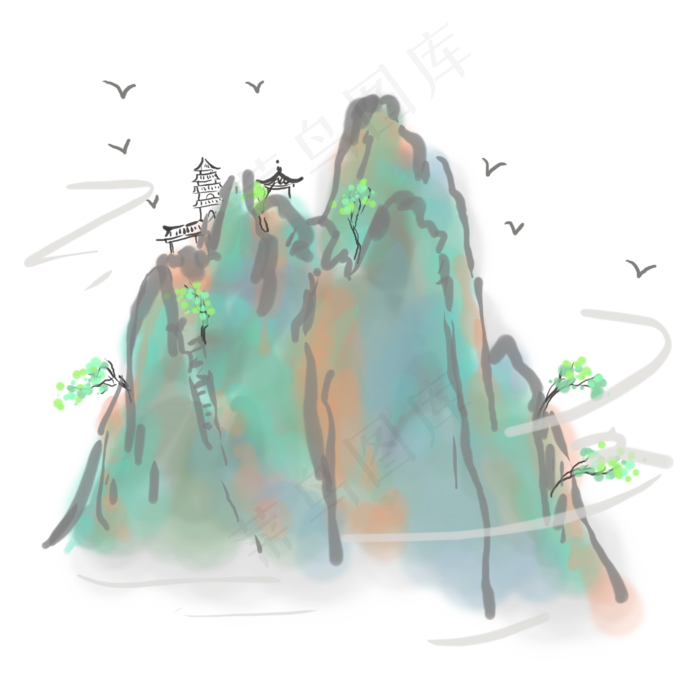 中国风水墨青山(2000X2000(DPI:299))psd模版下载