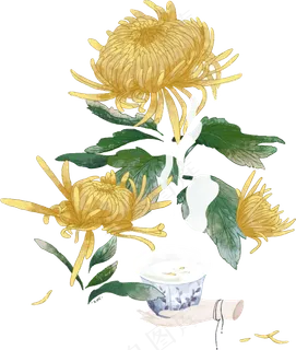 重阳节卡通菊花免抠素材下载