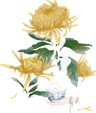 重阳节卡通菊花免抠素材下载