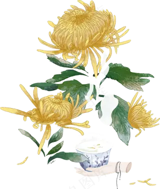 重阳节卡通菊花免抠素材下载