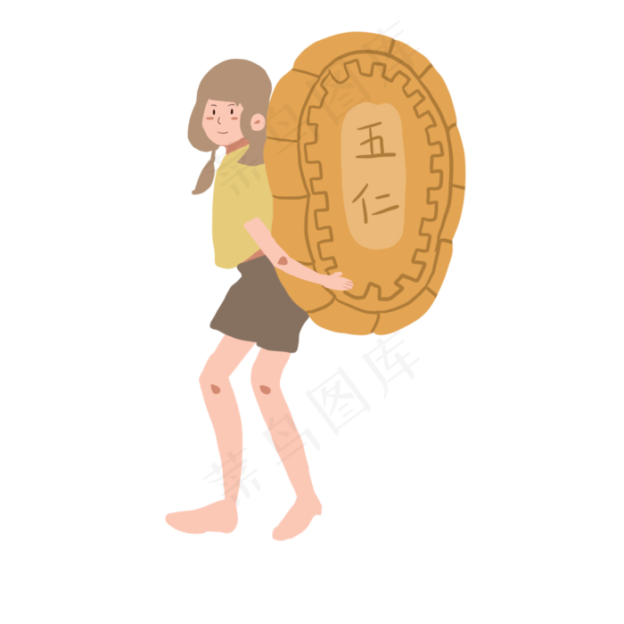 卡通背月饼的少女中秋(2000X2000(DPI:350))psd模版下载