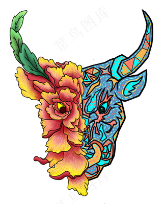 元旦跨年2021牛年大吉牛头