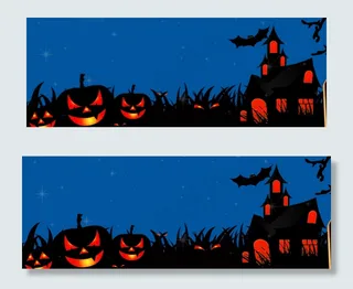 恐怖万圣节五角星蓝色banner