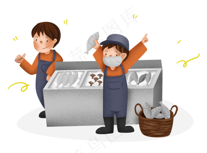 双十一手绘生鲜人物