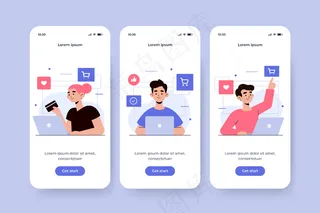 在线购买概念的入职应用程序app屏幕