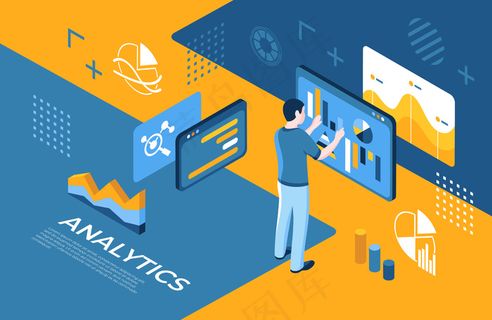 虚拟现实分析技术图标与人