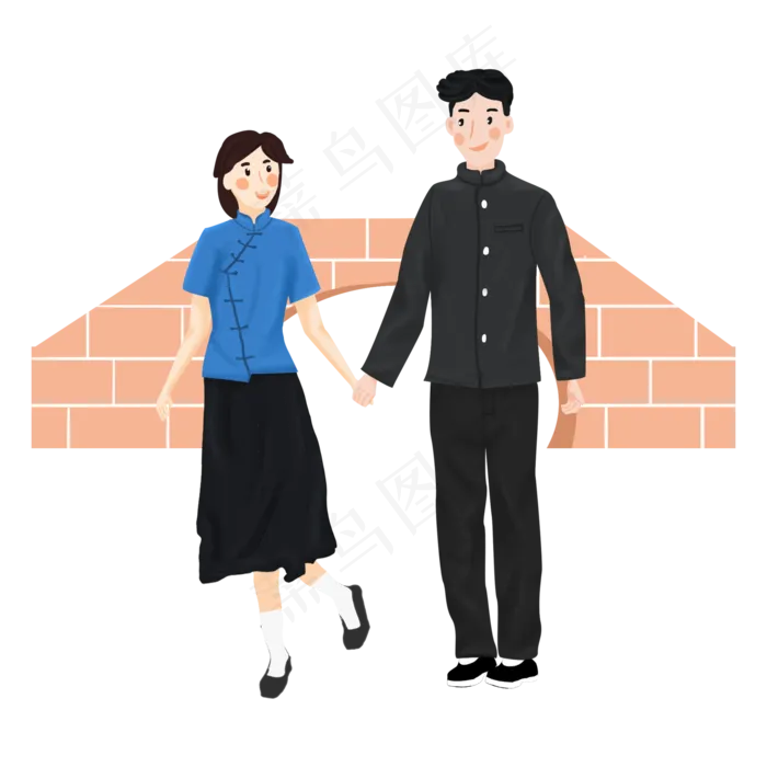 七夕节民国风格桥下情侣(2000*2000px 300 dpi )psd模版下载