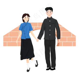 七夕节民国风格桥下情侣