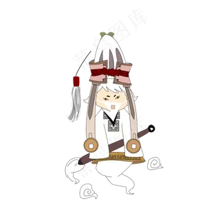 鬼节白无常手绘矢量图