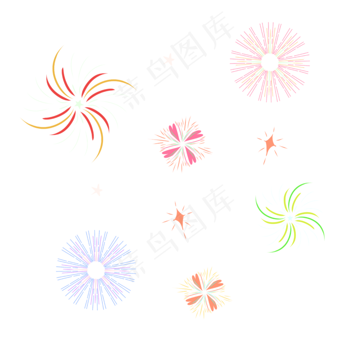 扁平风烟火烟花(2480X2480(DPI:299))psd模版下载