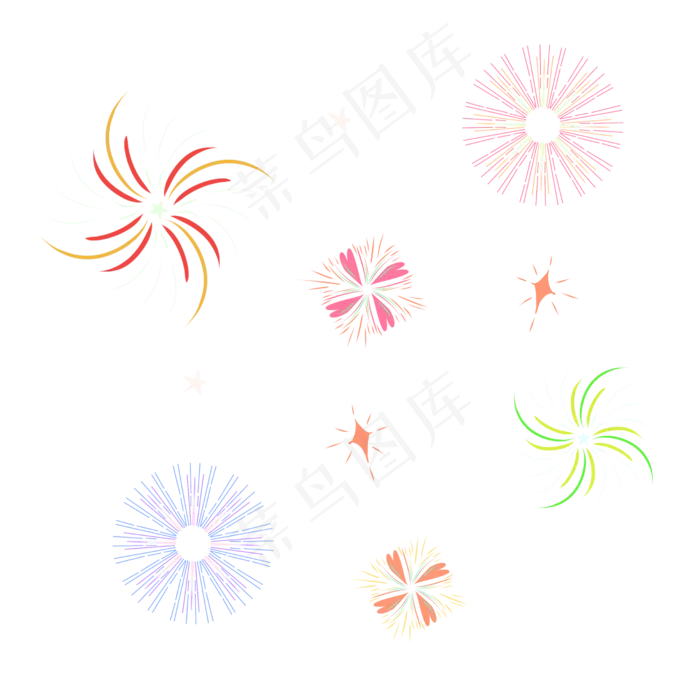 扁平风烟火烟花(2480X2480(DPI:299))psd模版下载