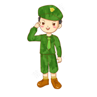 国庆节穿着迷彩服的军人敬礼免抠