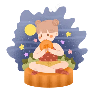 中秋节月饼节吃月饼的女孩