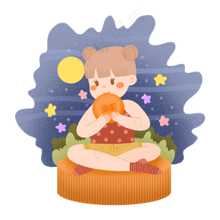 中秋节月饼节吃月饼的女孩